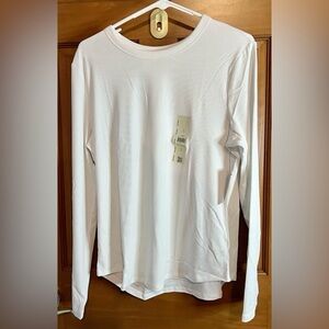 No Boundaries Ribbed White Long Sleeve Crew Neck Tee